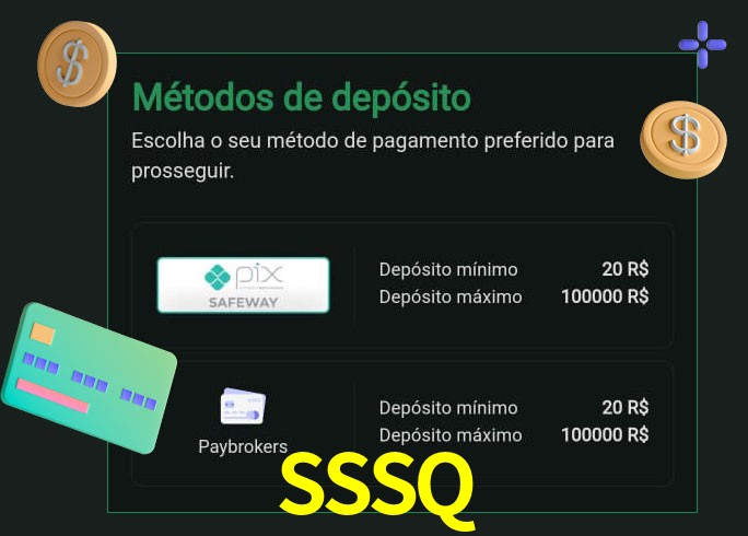O cassino SSSQ oferece uma grande variedade de métodos de pagamento